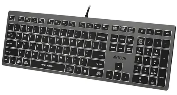 A4tech Fstyler FX60H šedá / Drátová klávesnice / membránová / bílé podsvícení / 2× USB / 150 cm (A4TKLA47125)
