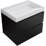 CERANO - Koupelnová skříňka Carole - černá matná + umyvadlo z lit. mramoru Vita - bílá matná - 70x58x46 CER-669085