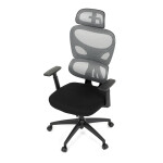 Kancelářská židle, šedá síťovina, černý plast, kolečka na tvrdé podlahy