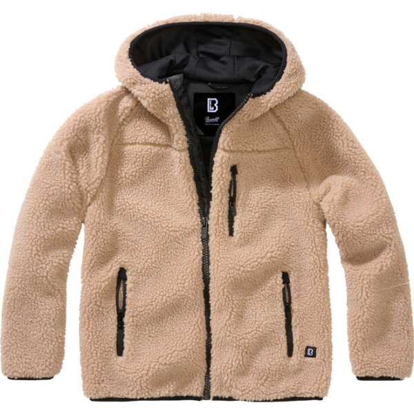 Brandit Bunda dětská Kids Teddyfleece Jacket Hooded camel 158/164