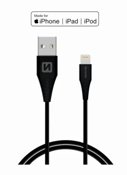 Swissten 71526500 USB-A na Lightning, zástrčka USB-A - zástrčka Lightning, MFi, 1,2m, černý