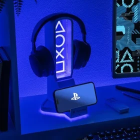 PALADONE PlayStation Stojan s LED světlem / Držák sluchátek a telefonu / USB-C / dálkové ovládání / 30 cm (PP14328PSEPMM)