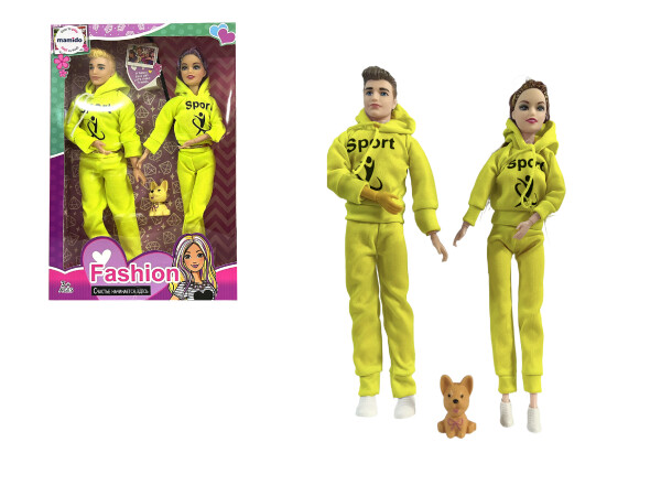 Mamido Panenky Fashion Couple s pejskem, sportovní pár žlutá MT1192
