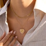 ELENYS Golden Sun Heart – pozlacený náhrdelník 18K žluté zlato Délka: 45+5 cm / max. 50 cm