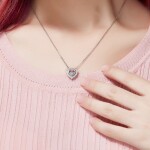 Stříbrný náhrdelník Swarovski Elements Simonita - srdce, Stříbrná 38 cm + 5 cm (prodloužení)