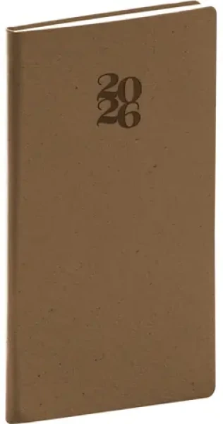NOTIQUE Kapesní diář Essenza 2026 oříšek / 9 x 15.5 cm (PGD-KAPES-6004)