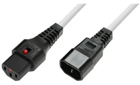 MicroConnect Prodlužovací kabel s IEC zámkem C13-C14 bílá / Prodlužovací kabel / 1,5 m / 230 V / 10 A (MC-C13C14LOCK-1.5MW)