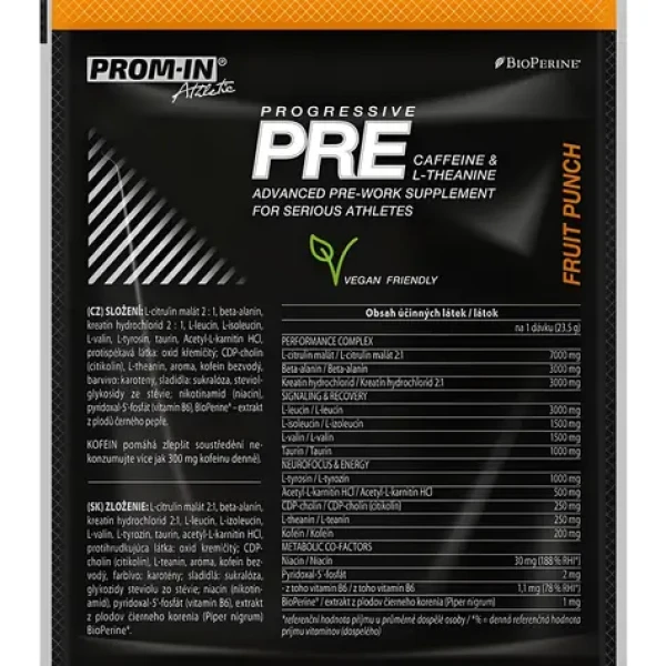 Prom-In Progressive PRE 2.0 ovocný punč / Pre-workout / sáček 23,5 g (8595688403097)