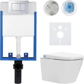 CERANO - Kompletní WC set Profi/Cronus Standard - bílá lesklá - WC tlačítko Classic/Chrom - pro zazdění - 59,3x38,4 CER-051832