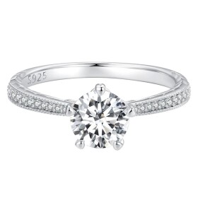 Stříbrný prsten Yara 1 ct MOISSANITE + CERTIFIKÁT, 54 Stříbrná certifikát GRA, hadřík na čištění stříbra, dárková krabička
