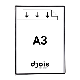 Djois závěsný rámeček s kapsou, A3, otevřený shora, černý, 10 ks