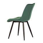 Jídelní židle, potah v zeleném sametu, kovové podnoží v černé práškové barvě