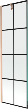 MEXEN/S - Next vanová zástěna FIX 60 x 150, černá vzor, měď kartáčovaná - 895-060-000-00-70-77 895-060-000-00-77-65