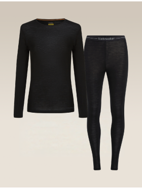 Dámské merino set triko + spodky ICEBREAKER Wmns 175 Everyday LS Crewe and Leggings Set, Black velikost: L