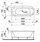 Laufen - Solutions Vana s konstrukcí, 1700x750 mm, bílá H2225110000001