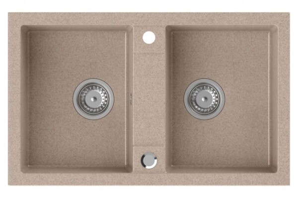 SAPHO - Granitový dvojdřez, 78x48cm, béžová GR2222