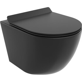 MEXEN/S - Lena Závěsná WC mísa Rimless Tornado včetně sedátka s slow slim, duroplast, černá mat 30220185T
