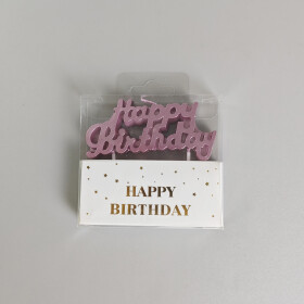 Dortové svíčky Happy Birthday růžové