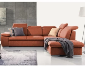 Rohová sedačka Aldon, cihlová strukturovaná látka, pravý roh