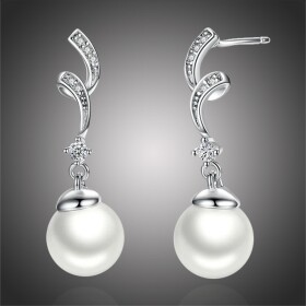 Stříbrné náušnice s perlou Valeria, stříbro 925/1000, Bílá