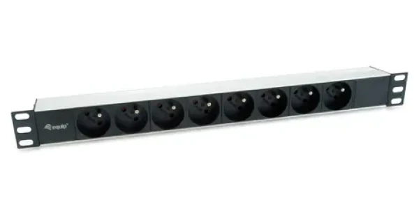 Equip 19" rozvodný panel 8x230V černá, stříbrná / Rozvodný panel / 16A / 3500W / hliníkový / kabel 1,8 m (333313)