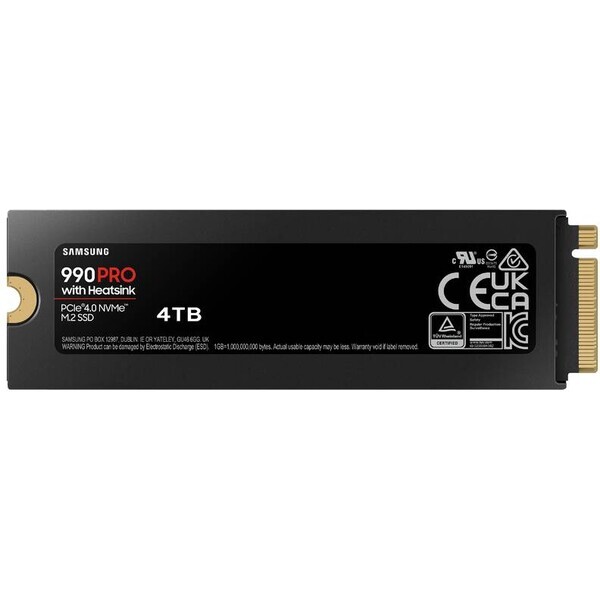 SAMSUNG 990 PRO 4TB + chladič / SSD / M.2 NVMe PCI-E 4.0 / R:7450 MBps / W:6900 MBps / IOPS: 1.6M1.55M / 1.5mh / 5y (MZ-V9P4T0GW)