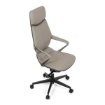 Kancelářské křeslo, šedá ekokůže, houpací mechanismus s aretací ve 4 polohách, kovový kříž, kolečka pro tvrdé povrchy
