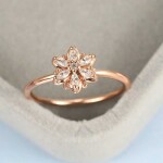Prsten se zirkony Lorenza Rose Gold - květina, Zlatá 52