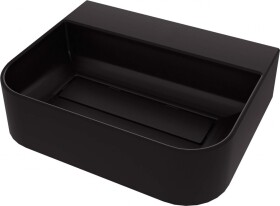 DEANTE - Umyvadlo Arnika nero Granite, na desku, s odkládací plochou pod baterii - s krycí deskou CQA_NU5S