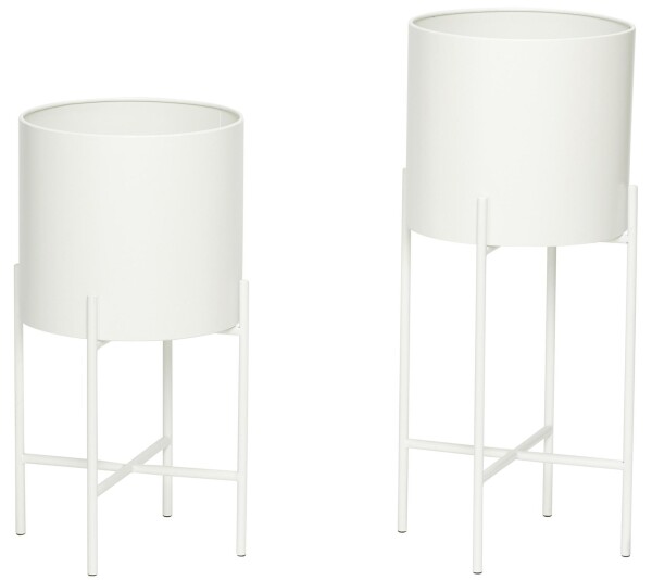 Hübsch Obal na květiny se stojánkem Větší, bílá barva, kov