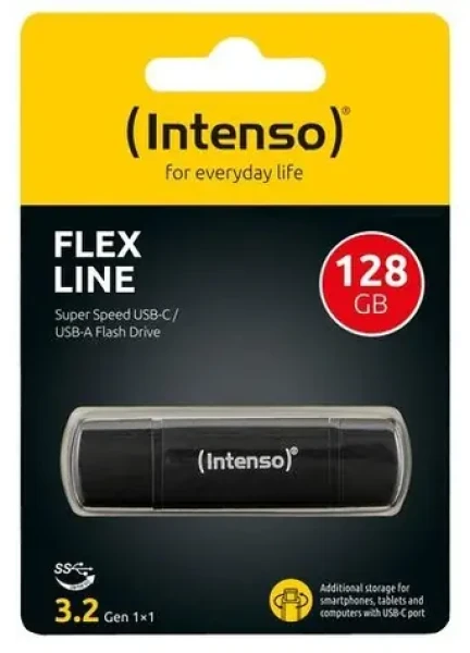 Intenso Flex Line 128GB černá / Flash disk / USB-C, USB-A / USB 3.2 Gen 1 / čtení a zápis 70 MB/s (3544491)