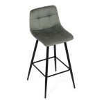 Židle barová, zelená látka, čtyřnohá kovová podnož, černý mat