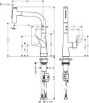 HANSGROHE - M71 Dřezová baterie Metris Select s výsuvnou sprškou, vzhled nerezu 73822800