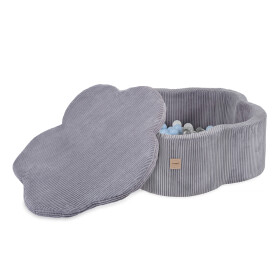 PLUSH NEST PLUSH NEST Suchý bazén Květinová zóna Prémiový manšestr šedý 95 × 30 cm s podložkou a 200 míčky