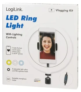LogiLink Kruhové LED světlo O 20 cm / Kruhové LED světlo / 72 LED / 10 W / 1,8 m kabel (AA0151)