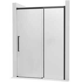 CERANO Sprchové posuvné dveře Lantono - pravá - 8 mm - Soft-Close - černá matná, mléčné sklo - 140x195 cm