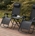Sada 2 polohovacích zahradních židlí se stolem - černá