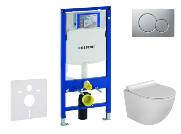 GEBERIT - Duofix Set předstěnové instalace, klozetu Gaia a sedátka softclose, tlačítko Sigma01, lakovaný matný chrom SANI11CA1117