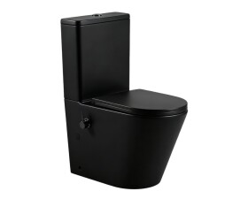 Erga Tina, WC kombi mísa 620x365x820 mm, Rimless + funkce bidetu + toaletní sedátko, černá matná, ERG-V03-TINA-RIM-BID-BK