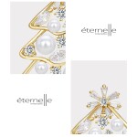 Vánoční perlová brož se zirkony Christmas Tree 11 - vánoční stromeček, Zlatá