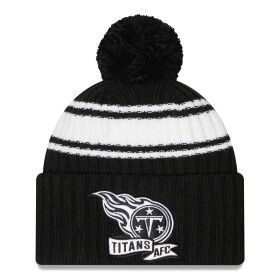 New Era Pánská zimní čepice Tennessee Titans NFL Official 2022 Sideline Sport Knit Black & White
