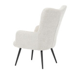 Křeslo "ušák", potah krémová látka, nohy černý kov