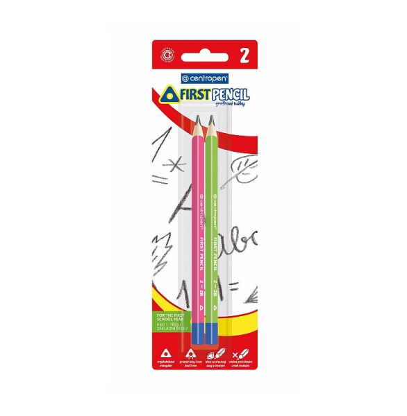 Grafitová tužka trojhranná Jumbo Centropen 9512, bez gumy, 2ks - číslo 2