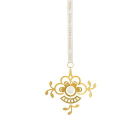 Royal Copenhagen Pozlacená vánoční ozdoba Flower 10 cm, zlatá barva, kov