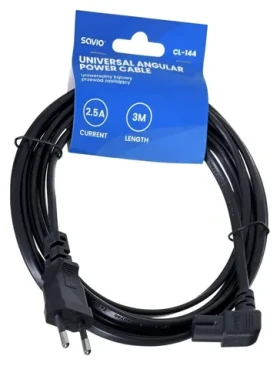 SAVIO CL-144 černá / Napájecí kabel / 3 m / lomený konektor (CL-144)