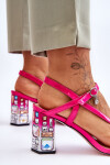 Lakované sandály na ozdobném podpatku D&A CR-232 fuchsiové 39