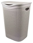 BELLI E FORTI Koš na prádlo RATA béžová / S víkem / 55 l / Plast / Imitace ratanu