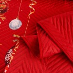 DumDekorace Červený prošívaný vánoční přehoz se sněhuláky - stylová zimní dekorace na postel Šířka: 170 cm | Délka: 210 cm