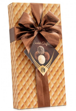 Výběr čokoládových truffles leather box s mašlí 100g