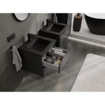MEXEN/S - Orio koupelnová skříňka 50 cm s umyvadlem Otis, 2 zásuvky, černá mat 91A10-05047-2-BFF71-W18M71